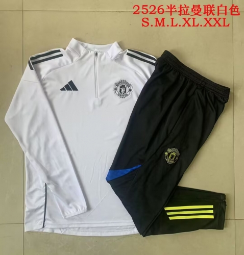 2025/26 Manchester United White Thailand Tracksuit Uniform-815