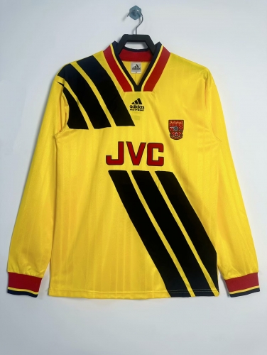 93/94 Retro Version Arsenal Away Yellow LS Thailand Soccer Jersey AAA-811