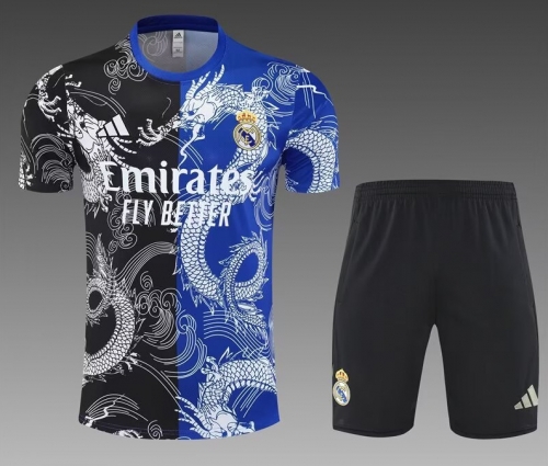 2025/26 Rea Madrid Black & Blue Soccer Tracksuit Uniform-801