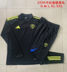 2025/26 Manchester United Black Thailand Tracksuit Uniform-815