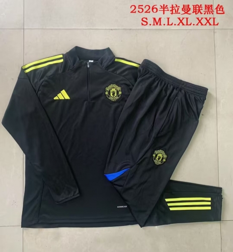 2025/26 Manchester United Black Thailand Tracksuit Uniform-815