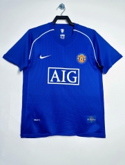 07/08 Retro Version Manchester United Goalkeeper Blue Thailand Soccer Jersey AAA-311