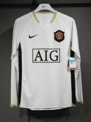 Player Retro Version 06/07 Manchester United Away White LS Thailand Soccer Jersey AAA-703