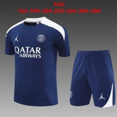 Kids 2025/26 Paris SG Royal Blue Shorts-Sleeve Thailand Kids/Youth Soccer Uniform-801