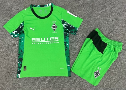 Kids 2025/26 Borussia Mönchengladbach Away Green Kids/Youth Soccer Uniform-1040
