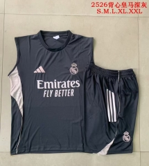 2025/26 Real Madrid Dark Gray Soccer Tracksuit Uniform-815