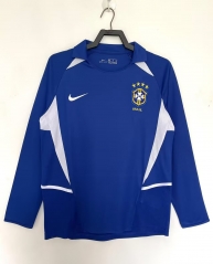 2002 Retro Version Brazil Away Blue Thailand LS Soccer Jerseys AAA-811