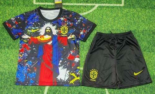Kids 2025/26 Starry Sky Version Brazil Blue Kids/Youth Soccer Uniform-123