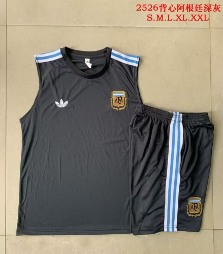 2025/26 Argentina Dark Gray Thailand Soccer Tracksuit Vest Set-815