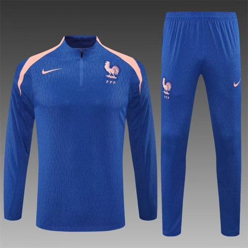 Player Version 2025-26 France CaiBlue Thailand Soccer Tracksuit Uniform-801