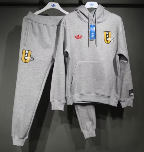 2025/26 #VRCT Manchester United Gray Soccer Tracksuit Uniform With Hat-703