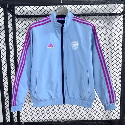 Double-Sided 2025/26 Arsenal Blue Windbreaker Hoodies Top-47