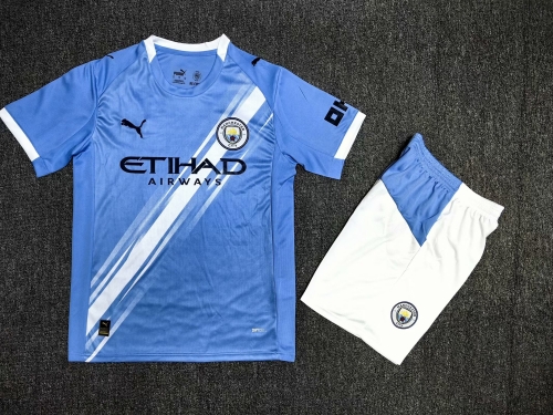 2025/26 Manchester City Home Blue Soccer Uniform-302/36/315