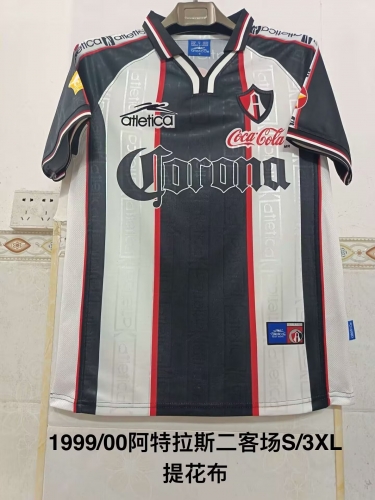 99/00 Retro Version Atlas FC 2nd Away Black & White Thailand Soccer Jersey AAA-2041
