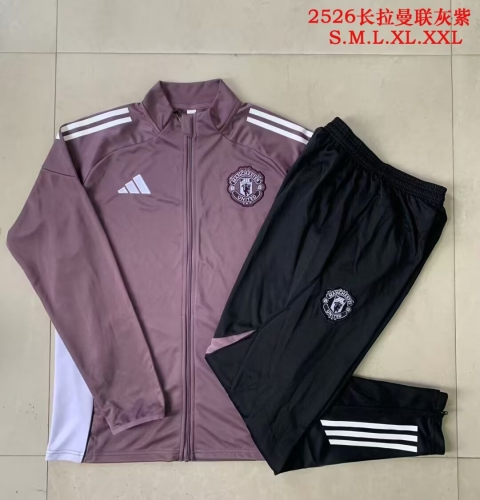2025/26 Manchester United Gray Purple Thailand Soccer Jacket Uniform-815