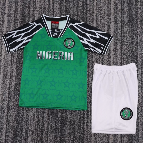 Kids 94/95 Retro Nigeria Home Green Kids/Youth Soccer Uniform-1041/811