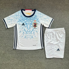 Kids 16/17 Retro Version Japan Away White & Blue Kids/Youth Soccer Uniform-811