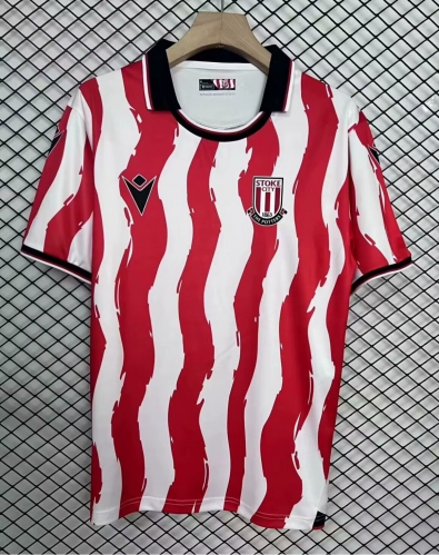 2025-2026 Stoke City Home Red & White Thailand Soccer Jersey AAA-95