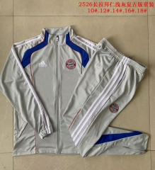 Kids 2025/26 Retro Version Bayern Münche Light Gray Kids/Youth Soccer Jacket Uniform-815