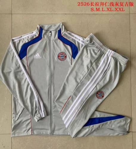 2025/26 Retro Version Bayern Münche Light Gray Soccer Jacket Uniform-815