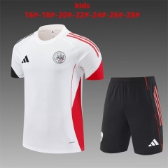 (Size 16-28) Kids 2025/26 Ajax White Kids/Youth Short Sleeve Tracksuit Uniform-801