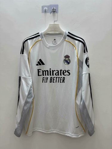 2025/26 Real Madrid Home White LS Thailand Soccer Jersey AAA-509