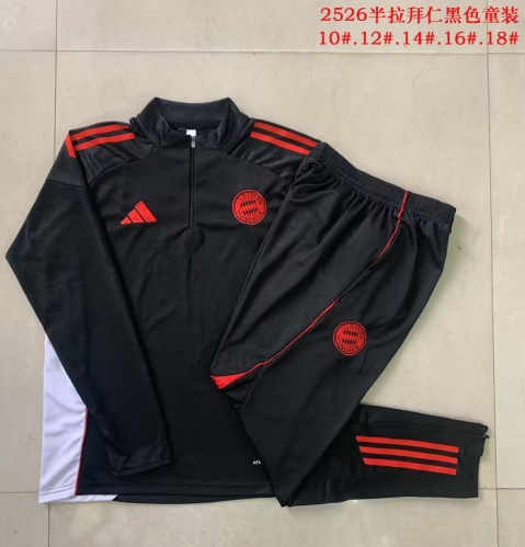 Kids 2025-26 Bayern München Black Kids/Youth Soccer Tracksuit Uniform-815