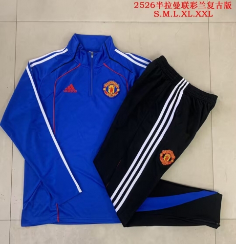 2025/26 Retro Manchester United CaiBlue Thailand Tracksuit Uniform-815