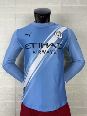 Player Version 2025/26 Manchester City Home Blue LS Thailand Soccer Jersey AAA-16