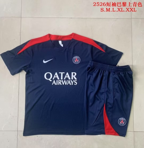 2025/26 Paris SG Cyan Shorts-Sleeve Thailand Soccer Uniform-815