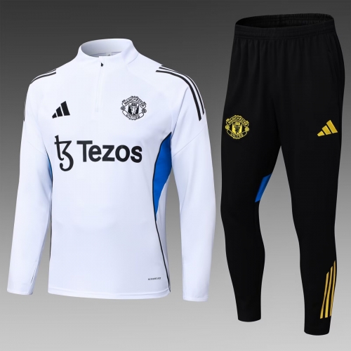 2025/26 Manchester United White Thailand Tracksuit Uniform-411