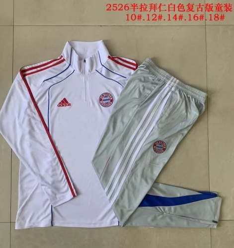 Kids 2025-26 Bayern München White Kids/Youth Soccer Tracksuit Uniform-815