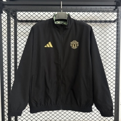 Double-Sided 2025/26 Manchester United Black & Green Windbreaker Hoodies Top-47