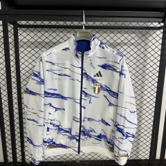 Double-Sided 2025/26 Italy White & Blue Windbreaker Hoodies Top-47