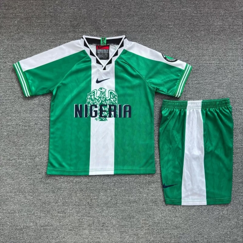 Kids 96 Retro Nigeria Home Green Kids/Youth Soccer Uniform-811