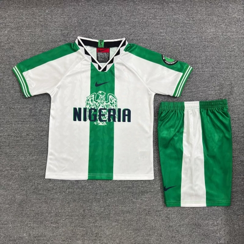 Kids 96 Retro Nigeria Away White & Green Kids/Youth Soccer Uniform-811