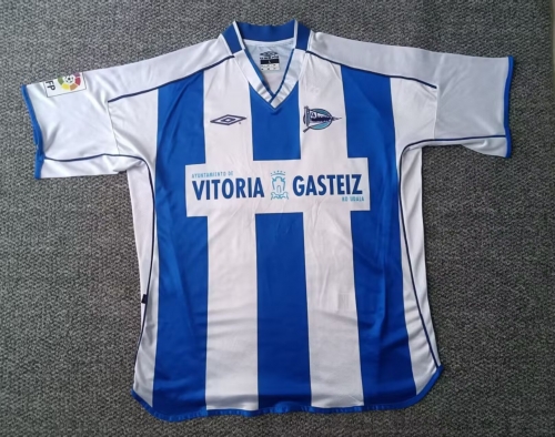 03/04 Retro Version Deportivo Alavés Home Blue & White Thailand Soccer Jersey AAA-301