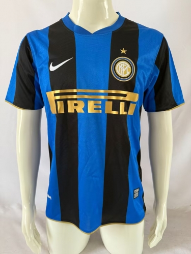 07/08 Retro Version Inter Milan Home Blue & Black Thailand Soccer Jersey AAA-503