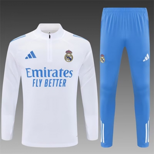 2025/26 Real Madrid White Soccer Tracksuit Uniform-801/815