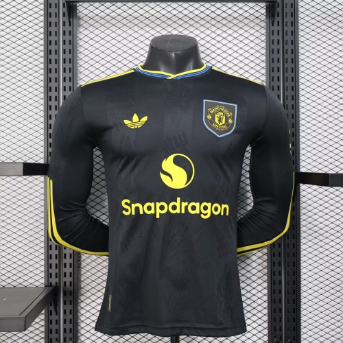Player Version 2025/26 Manchester United 2nd Away Black Thailand LS Soccer Jeesey AAA-88