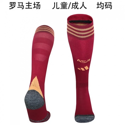 Kids/Adult 2025/26 Roma Home Red Thailand Soccer Socks