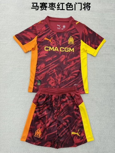 Kids 2025/26 Olympique Marseille Goalkeeper Red Kids/Youth Soccer Uniform-208