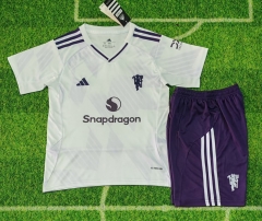 Kids 2025/26 Manchester United Away White Kids/Youth Soccer Uniform-507/812/123