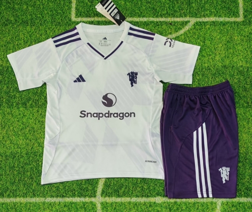 Kids 2025/26 Manchester United Away White Kids/Youth Soccer Uniform-507/812/123