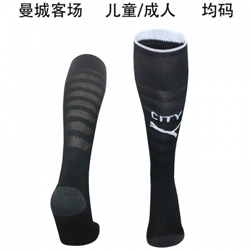 Adult/Kids 2025/26 Manchester City Away Black Thailand Soccer Socks