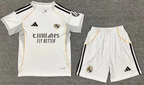 Kids 2025/26 Rea Madrid Home White Kids/Youth Soccer Uniform-123/507/522