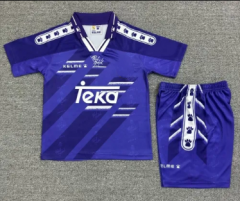 Kids 94-96 Retro Version Rea Madrid Away Blue Kids/Youth Soccer Uniform-811