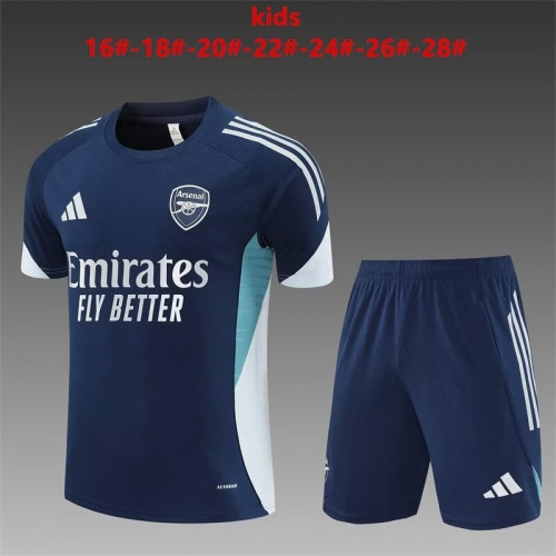 Kids 2025/26 Arsenal Royal Blue Shorts-Sleeve Kids/Youth Soccer Tracksuit Uniform-801