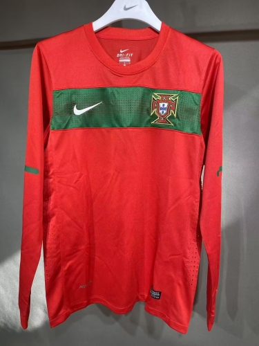 Player Retro Version 2010 Portugal Home Red LS Thailand Soccer Jersey AAA-703