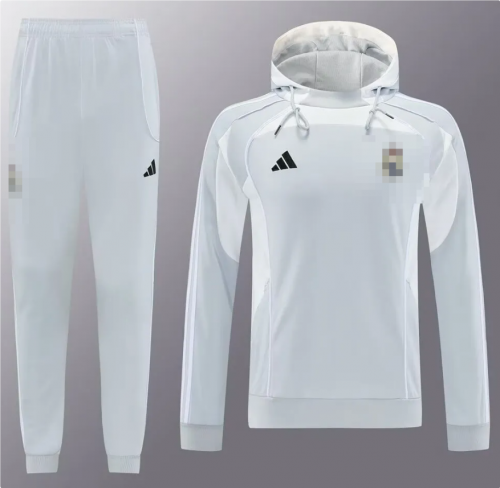 2025/26 Rea Madrid White Soccer Tracksuit Uniform With Hat-LH